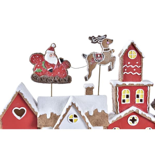 Joulukuusenpallo DKD Home Decor Talo Valkoinen Punainen Hartsi 41 x 7,5 x 27 cm