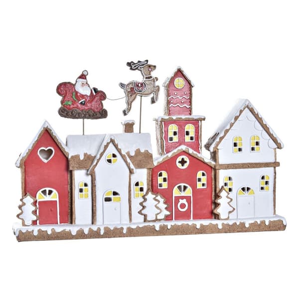 Joulukuusenpallo DKD Home Decor Talo Valkoinen Punainen Hartsi 41 x 7,5 x 27 cm