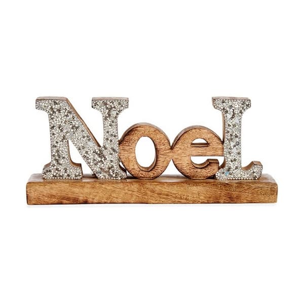 Koristehahmo Noel Glitter 6,5 x 10 x 25 cm Hopeinen Puu