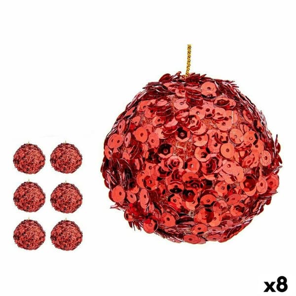 Joulupallosetti Krist+ 79545 Punainen Muovinen Paljetit (8 osaa)