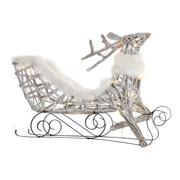 Joulukuusenpallo DKD Home Decor Poro ja reki Valkoinen korihuonekalut Poro 75 x 20 x 53 cm