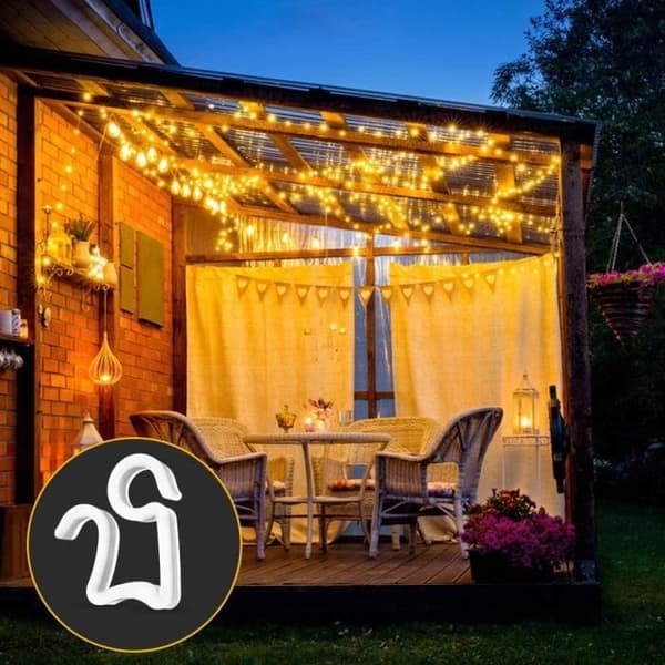 50 st plast julrännkrokar Strängljuskrok Mini julljusklämma utomhus (vit)