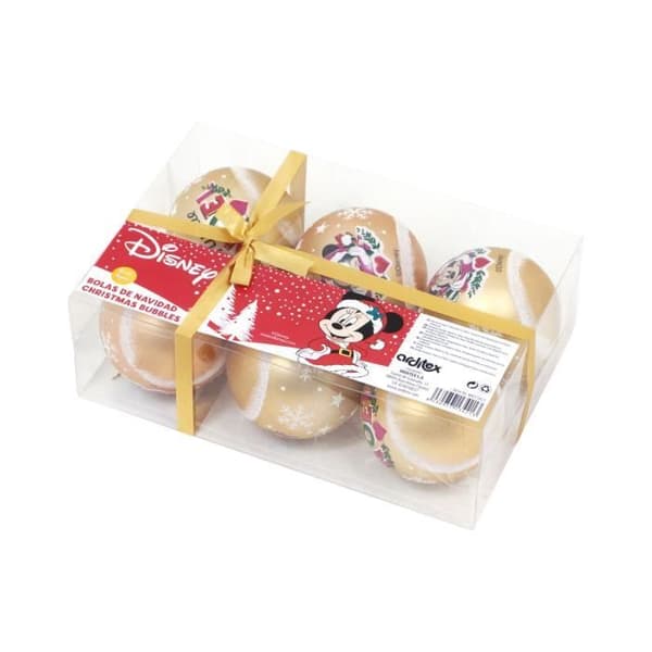 Julgranskulor - DISNEY - Minnie - Set om 6 - Diameter 8cm - Handdekorerad plast