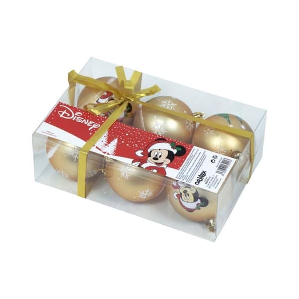 Julgranskulor - DISNEY - Musse - Set om 6 - Diameter 8 cm - Handdekorerad plast