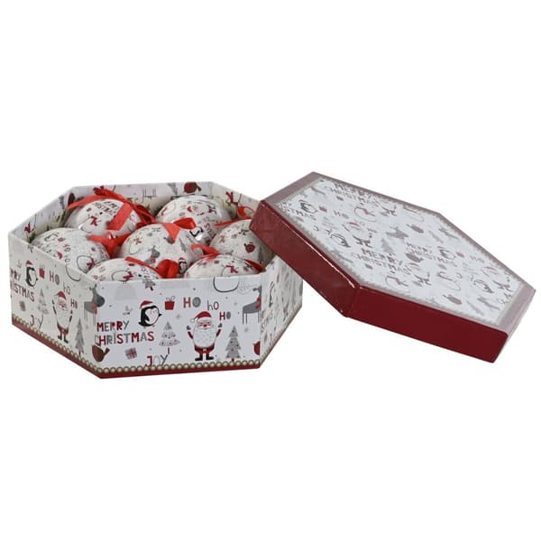 Julgranskulor Home ESPRIT Vit Röd PVC (7 antal)