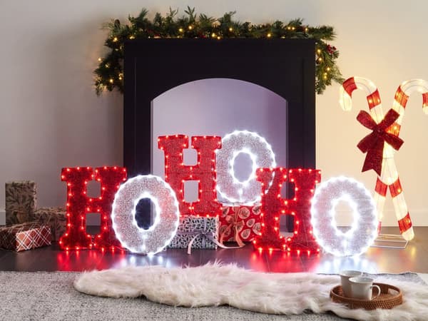 Utendørs LED-dekorasjon Rød Hvit Metall 40 cm Bokstaver Jul Julepynt Julelys Innendørs Utendørs