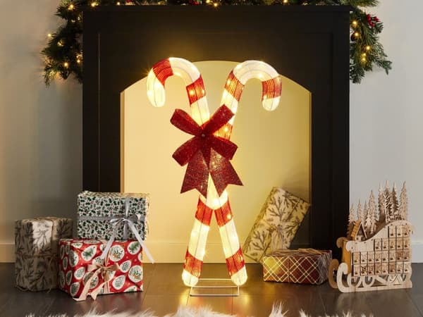 Utendørs LED-dekorasjon Rød Hvit Metall 90 cm Polkastenger Jul Julepynt Julelys Innendørs Utendørs