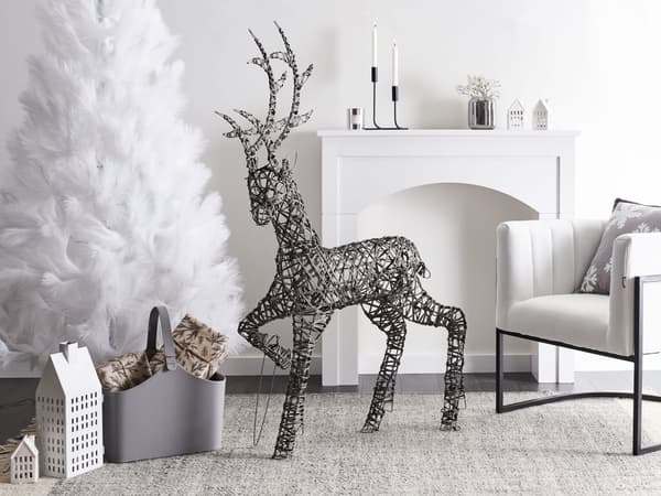 Utendørs LED-dekorasjon Sølv Metall 140 cm Reinsdyr Jul Julepynt Julelys Innendørs Utendørs