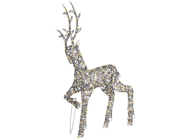 Utendørs LED-dekorasjon Sølv Metall 140 cm Reinsdyr Jul Julepynt Julelys Innendørs Utendørs