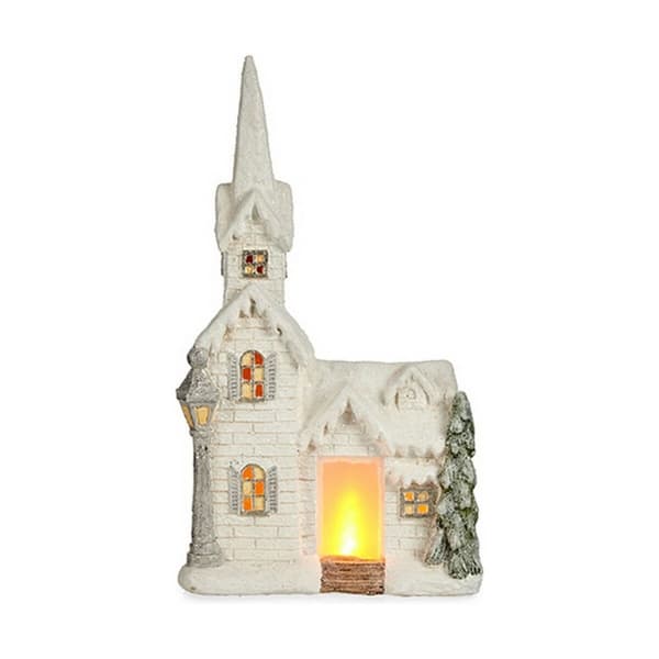 Dekorativ figur Jul LED Lys Hus 11 x 53 x 28,5 cm Hvid Polyesterharpisk