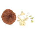 Miniatyrbild 2 av 2: Christmas Kit Ren pompom upphängning i trä och fuskpäls 7cm 7 st