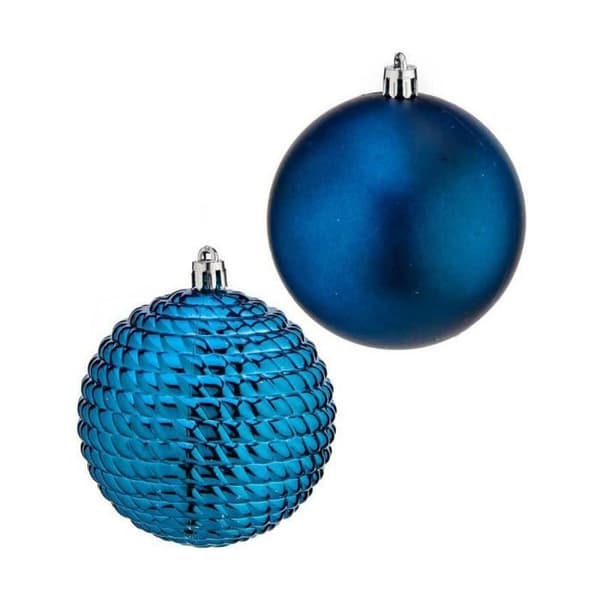 massor av blå plastjulkulor ø 8 cm (6 enheter)