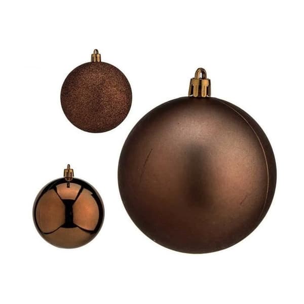 set med bruna plastjulkulor ø 8 cm 8 x 8 x 47 cm (24 enheter)