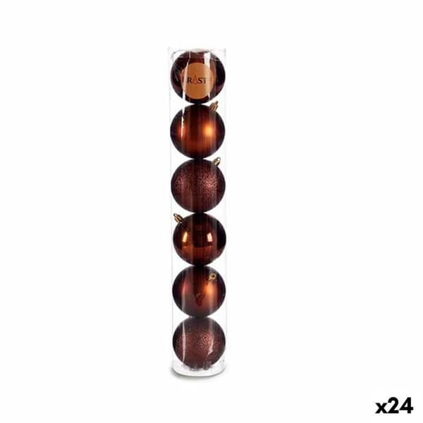 set med bruna plastjulkulor ø 8 cm 8 x 8 x 47 cm (24 enheter)
