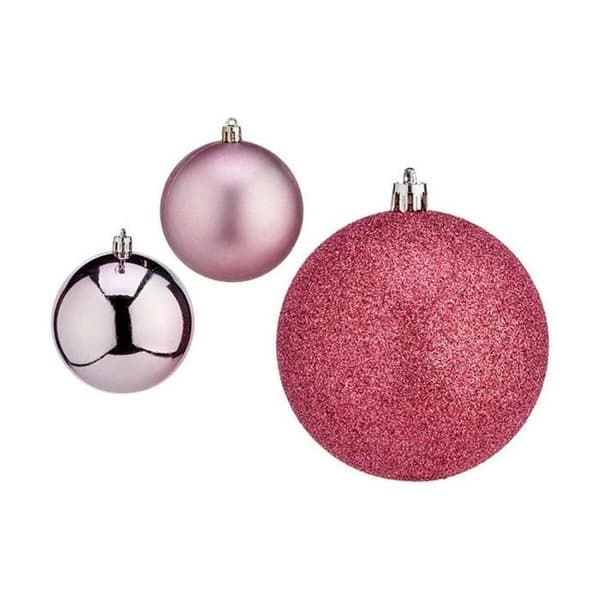 set med rosa plastjulkulor ø 8 cm (24 enheter)