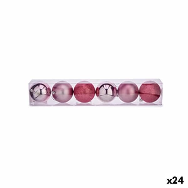 set med rosa plastjulkulor ø 8 cm (24 enheter)