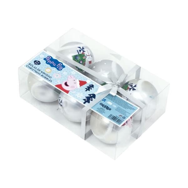 ARDITEX PP14018 Set med 6 julgranskulor diameter 8cm från EONE-Peppa Pig