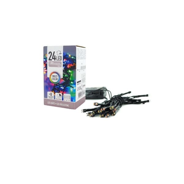 EDM blinkande girlang - Julstämning - flerfärgad - 24 LED-lampor - 2,3 m - 71332