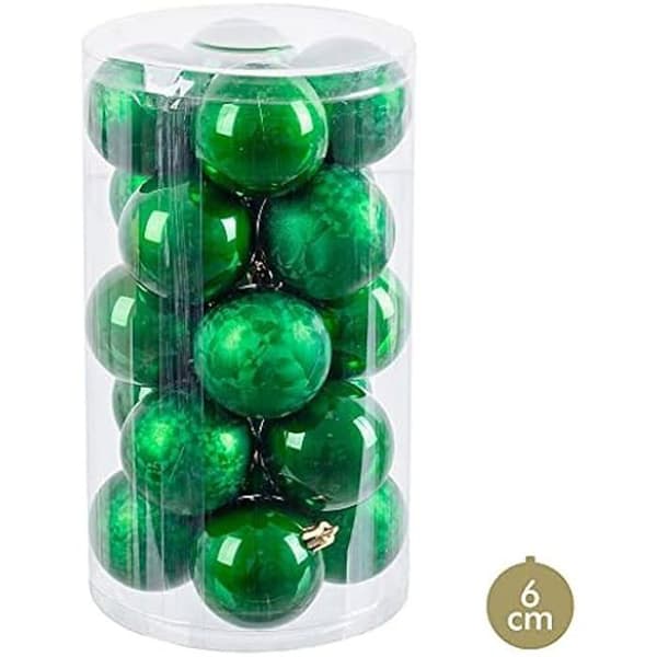 Festdekoration - LOLAHOME - Set med 20 gröna julgranskulor i plast Ø 6 cm - Rund - Jul