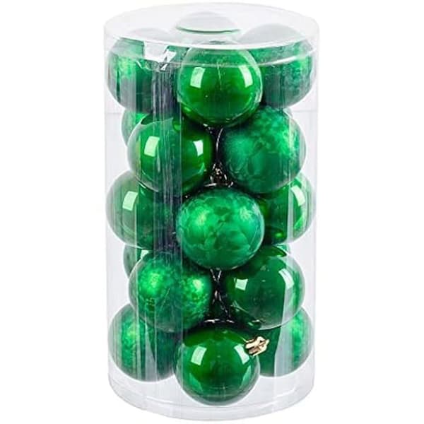 Festdekoration - LOLAHOME - Set med 20 gröna julgranskulor i plast Ø 6 cm - Rund - Jul