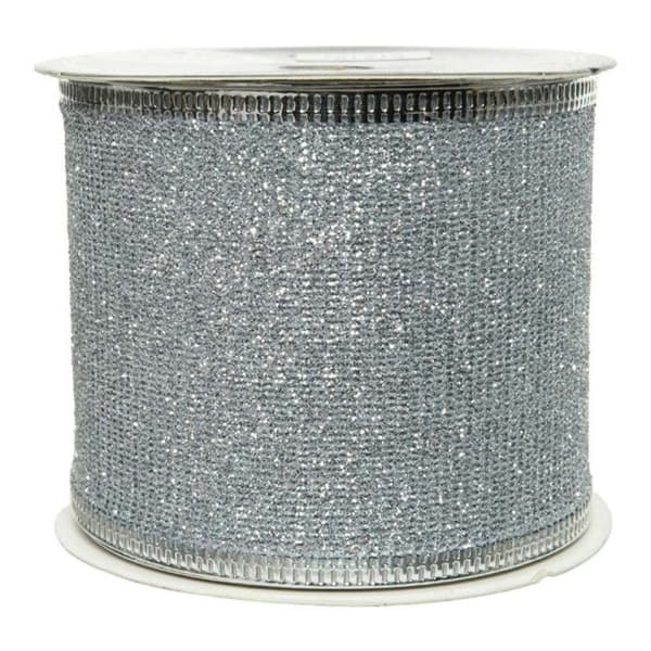 Dekorativt band - Decoris - Jul - Silver - Glittrande paljetter - 6,3 x 270 cm