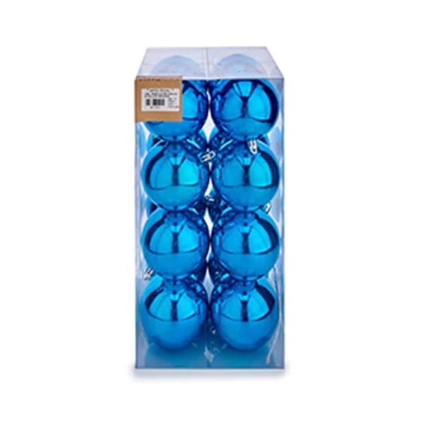 massa blåa julkulor i plast 8 x 9 x 8 cm (12 enheter)
