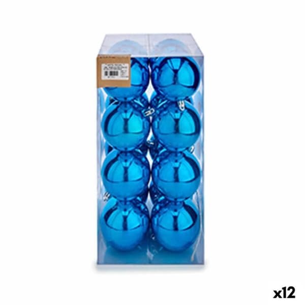 massa blåa julkulor i plast 8 x 9 x 8 cm (12 enheter)