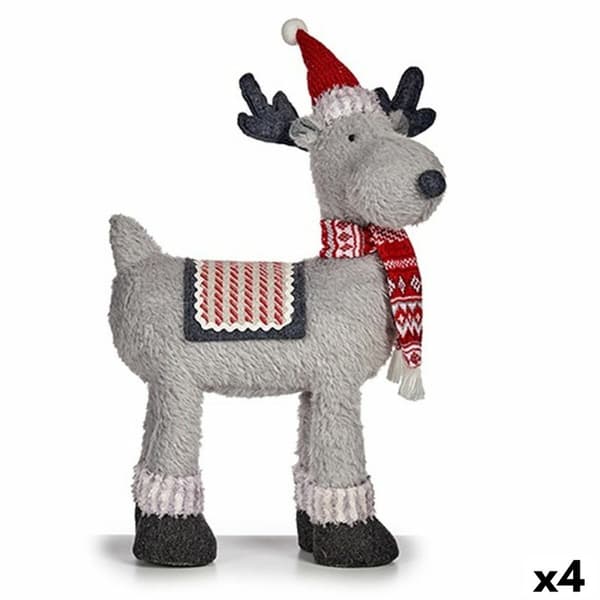 Dekorativ figur Julerensdyr Rød Grå 22 x 47 x 45 cm (4 enheder)