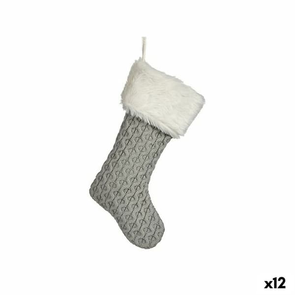 Julepynt Julesok Grå Klæde 28 x 4 x 46 cm (12 enheder)
