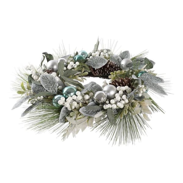 Joulukranssi DKD Home Decor Sininen Hopeinen PVC 60 x 60 x 12 cm