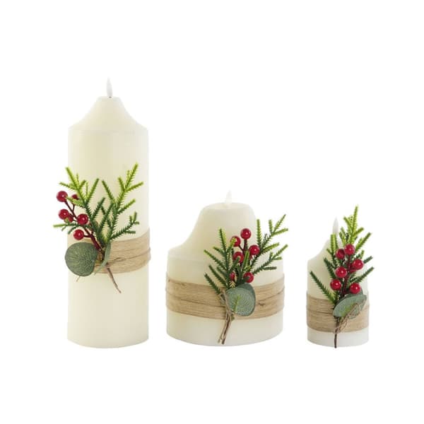 Lyssæt DKD Home Decor Hvid Grøn Jul 7 x 7 x 15 cm
