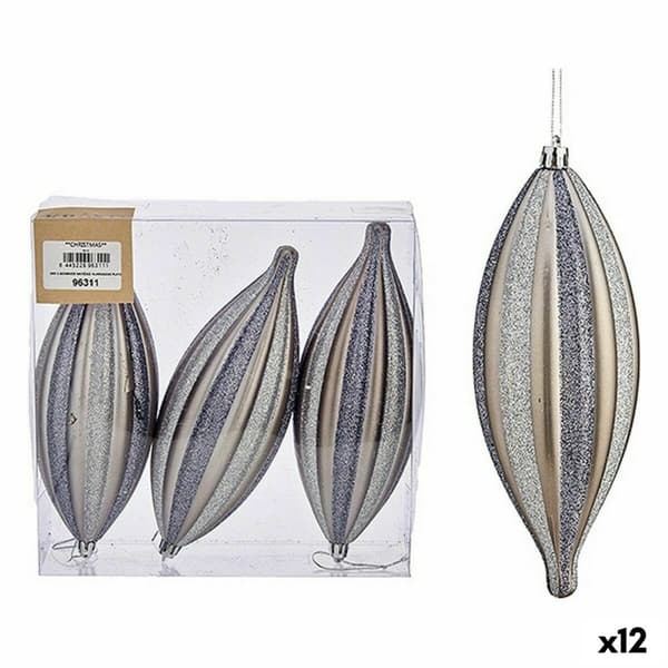 Joulukoristesetti Krist+ 00906 Hopeinen PVC Venytetty 3 x 3 x 18 cm (12 osaa)