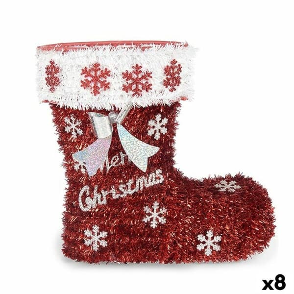Koristehahmo Saapas Koristenauha Valkoinen Punainen polypropeeni PET 26 x 27 x 14 cm (8 osaa)