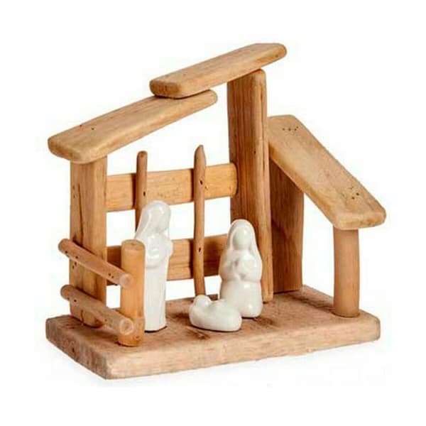 Seimikuvaelma Valkoinen Luonnollinen Puu Keraminen 18 x 17 x 8 cm (2 osaa)