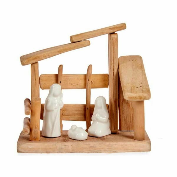Seimikuvaelma Valkoinen Luonnollinen Puu Keraminen 18 x 17 x 8 cm (2 osaa)