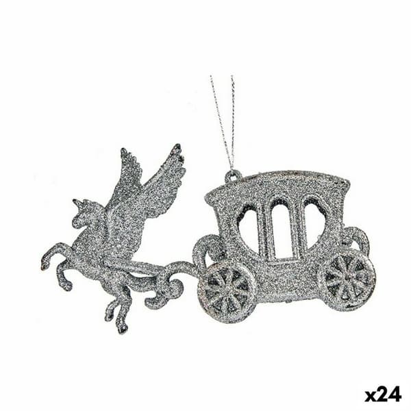 Joulukuusenpallo Taikavaunut Hopeinen Muovinen Glitter 15,5 x 8,5 x 4,5 cm (24 osaa)