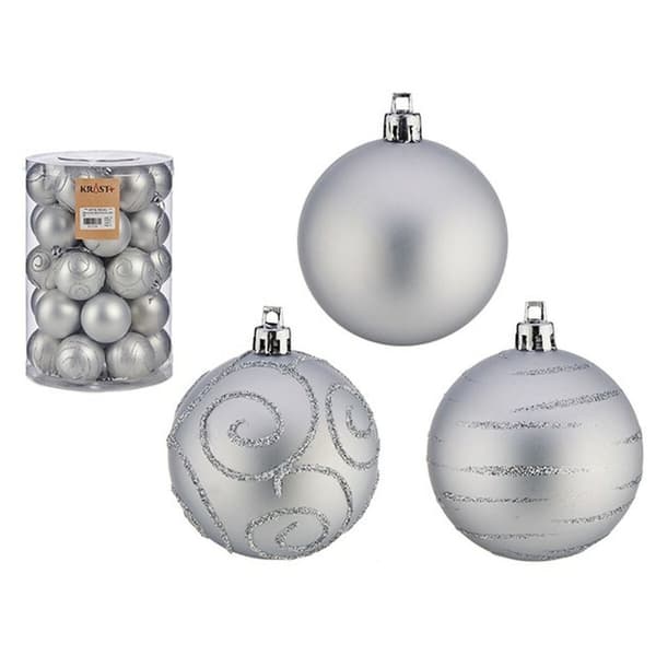 Joulupallosetti Hopeinen PVC Ø 6 cm (4 osaa)