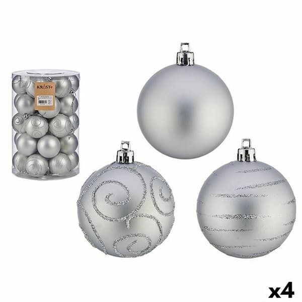 Joulupallosetti Hopeinen PVC Ø 6 cm (4 osaa)