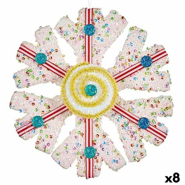 Joulukuusenpallo Lumihiutaleet Valkoinen Punainen 17 x 6 x 17 cm (8 osaa)