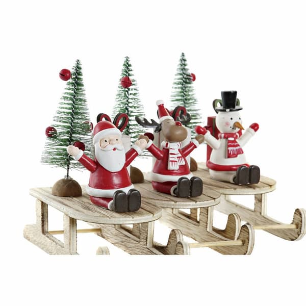 Joulukuusenpallo DKD Home Decor Puu Joulupukki (14 x 6 x 13 cm) (3 pcs)