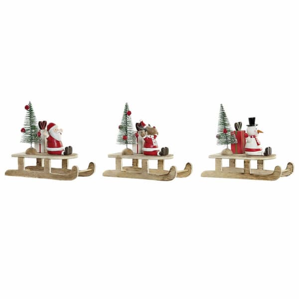 Joulukuusenpallo DKD Home Decor Puu Joulupukki (14 x 6 x 13 cm) (3 pcs)