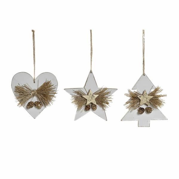 Joulukuusenpallo DKD Home Decor Sydän Puu Köysi (12 x 3 x 12 cm) (3 pcs)