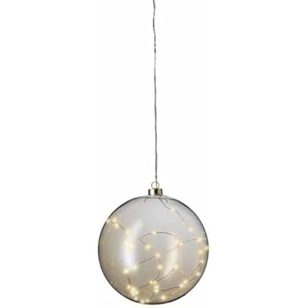 Hänge - KAEMINGK - Bärnstensfärgad glaskula - 40 mikroleds - Varmt ljus - 20 cm