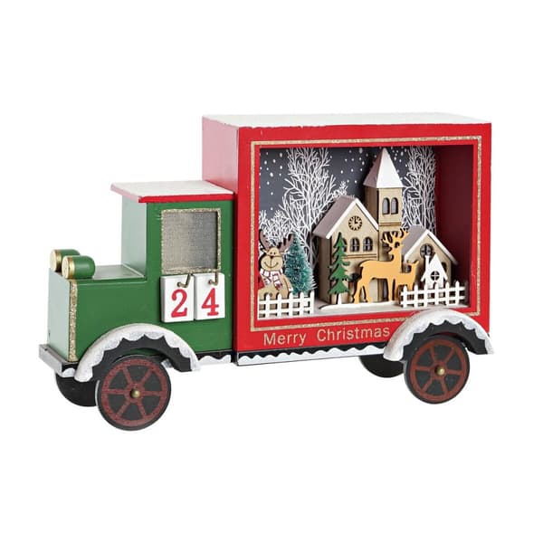Adventtikalenteri DKD Home Decor Kuorma-auto LED Valo Puu MDF (31 x 9 x 20 cm)