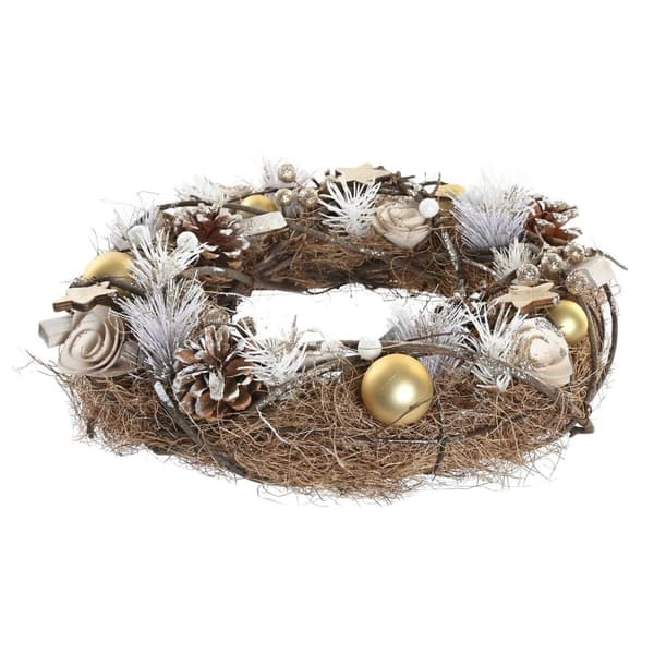 Adventkranse DKD Home Decor Naturell Gyllen Brun Ananas (34 x 34 x 8 cm)