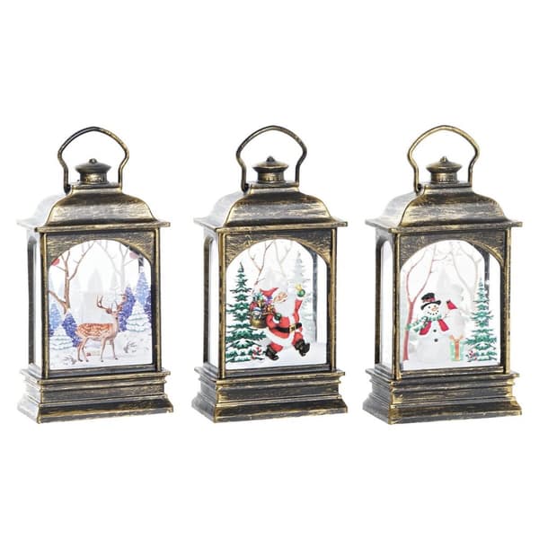 Koristevalot DKD Home Decor Joulu Musta Kullattu (7 x 4 x 13,5 cm) (3 osaa)
