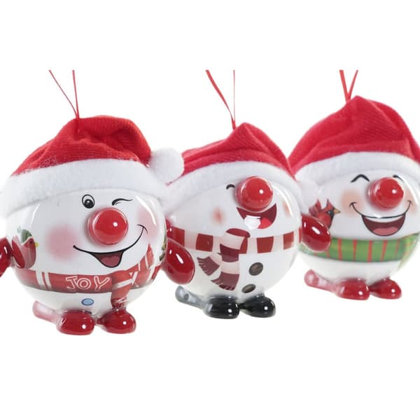 Julgranskula DKD Home Decor Röd Vit PVC Snögubbe (3 antal)