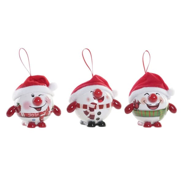 Julgranskula DKD Home Decor Röd Vit PVC Snögubbe (3 antal)