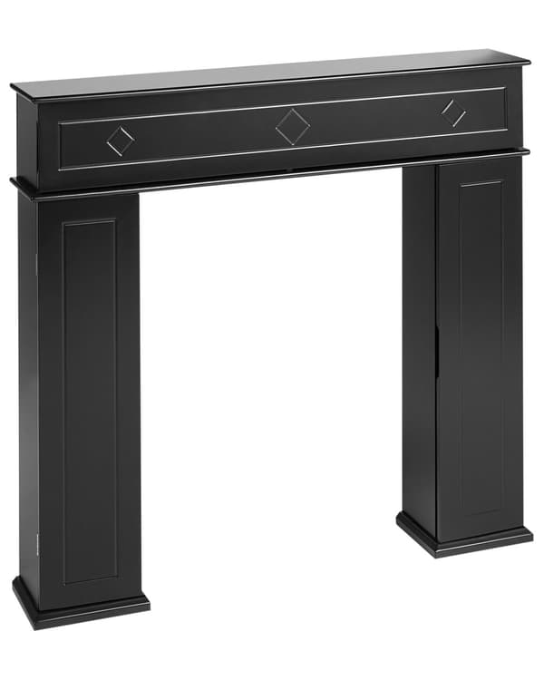 Pejsehylde Sort MDF 107 x 18 x 100 cm Pejseramme med opbevaring Traditionel Retro Stue