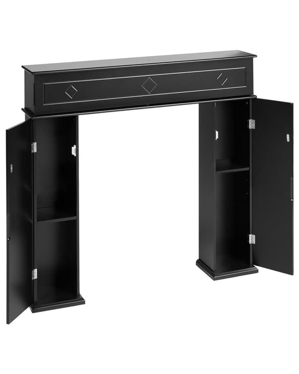 Pejsehylde Sort MDF 107 x 18 x 100 cm Pejseramme med opbevaring Traditionel Retro Stue